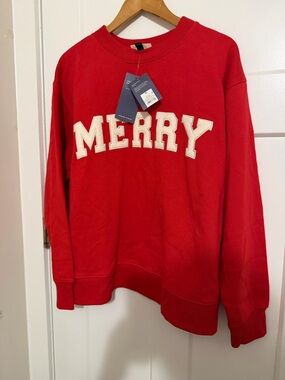 Universal Thread Red 'MERRY' Crewneck Sweatshirt - Women